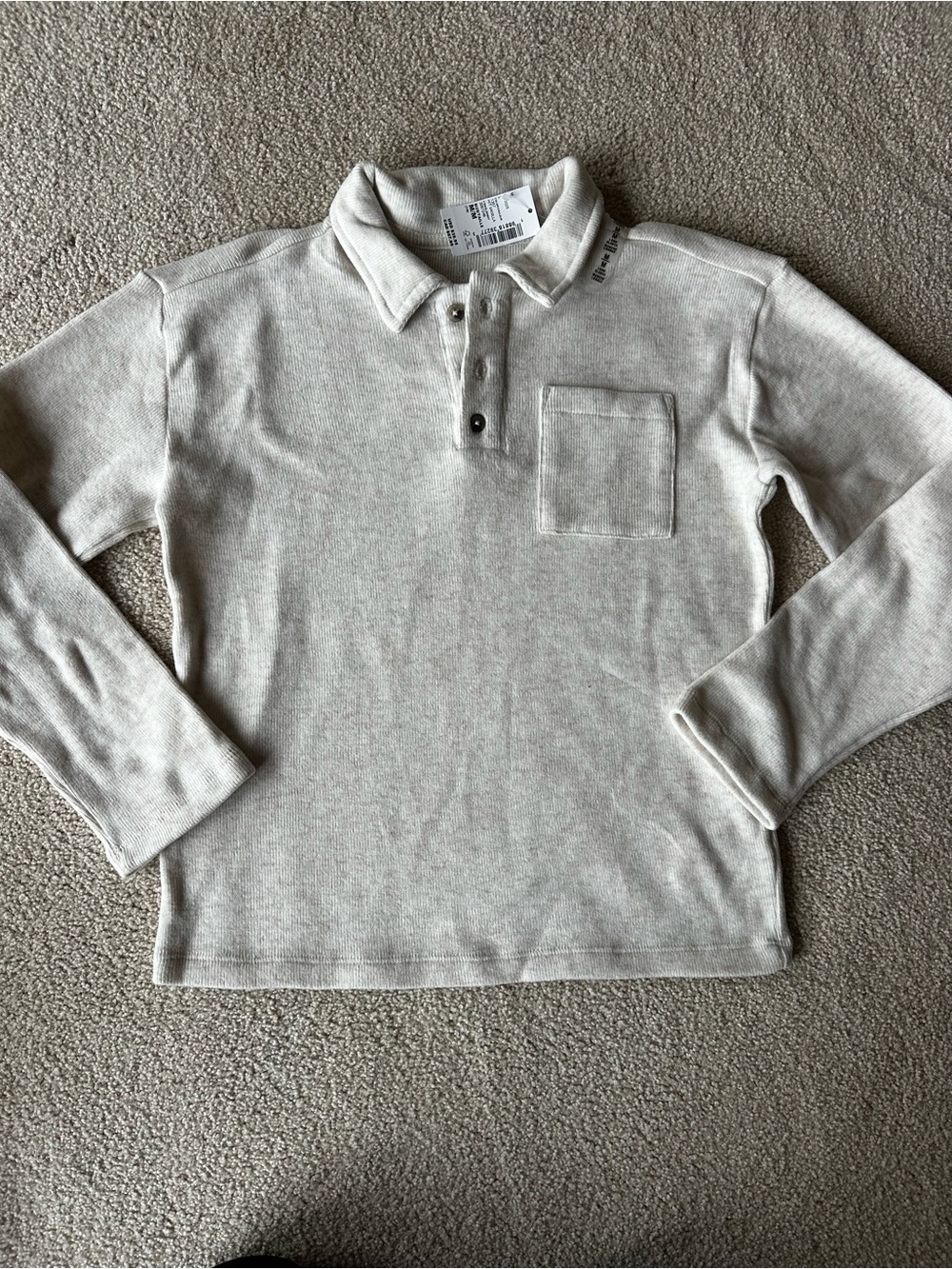 Boys Oatmeal Polo-Neck Knit Sweater